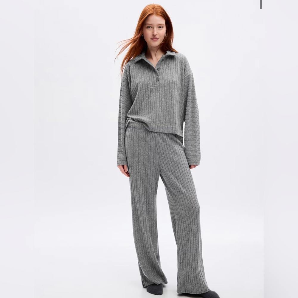 GAP cozy rib pj pants NWT heather grey XS *sold out online* lounge pant